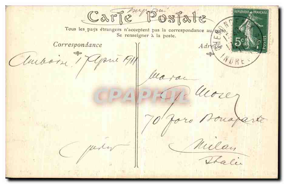 CPA Amboise Le Clos de Luce Oratoire de Leonard de Vinci — Rückseite