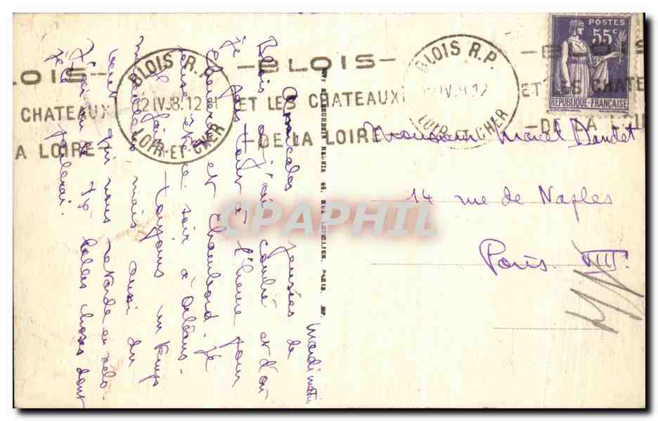 CPA Amboise Le Chateau vu de I lle — Rückseite