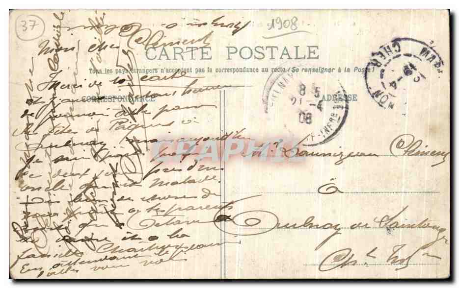 CPA Tours Les Coteaux de la Loire Ste Radegonde Marmoutier — Rückseite