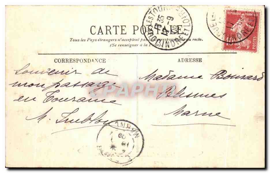 CPA Tours Le Palais de Justice et l Hotel de Ville — Rückseite