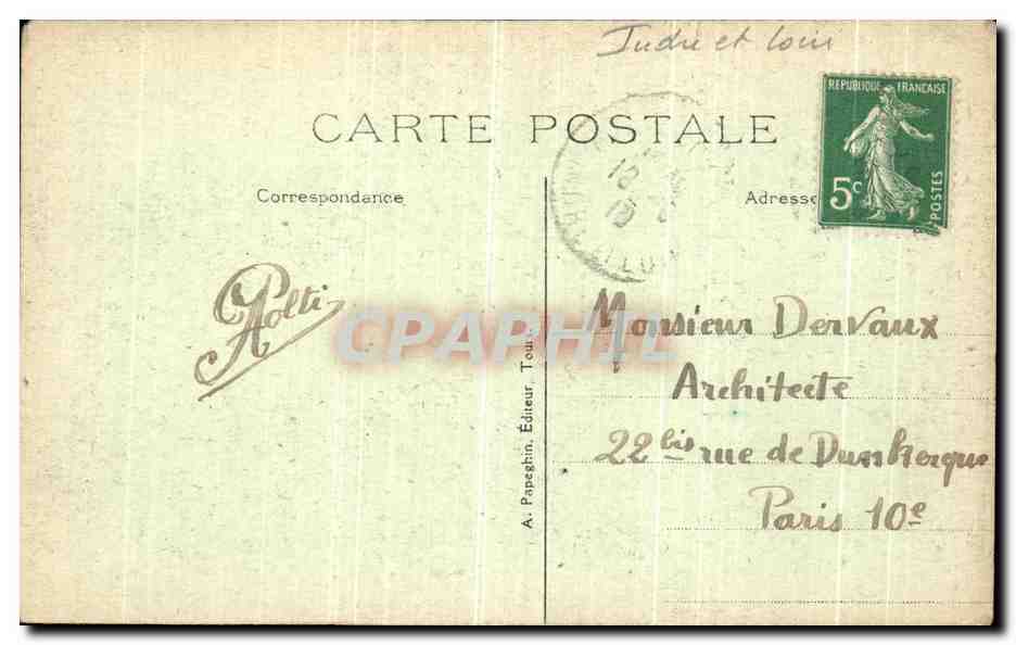 CPA Tours Cloitre de la Psalette Galeries et escalier — Rückseite