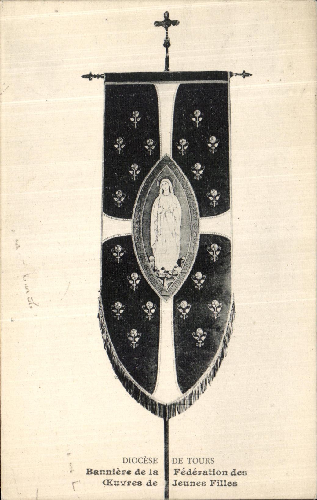 CPA Diocese De Tours Banniere de la Federation des Oeuvres de Jeunes Filles 