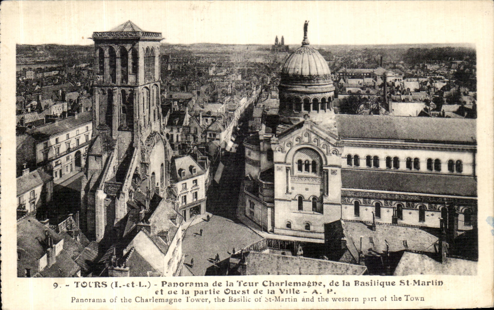 CPA Tours Panorama de la Tour Charlemagne de la Basilique St Martin 