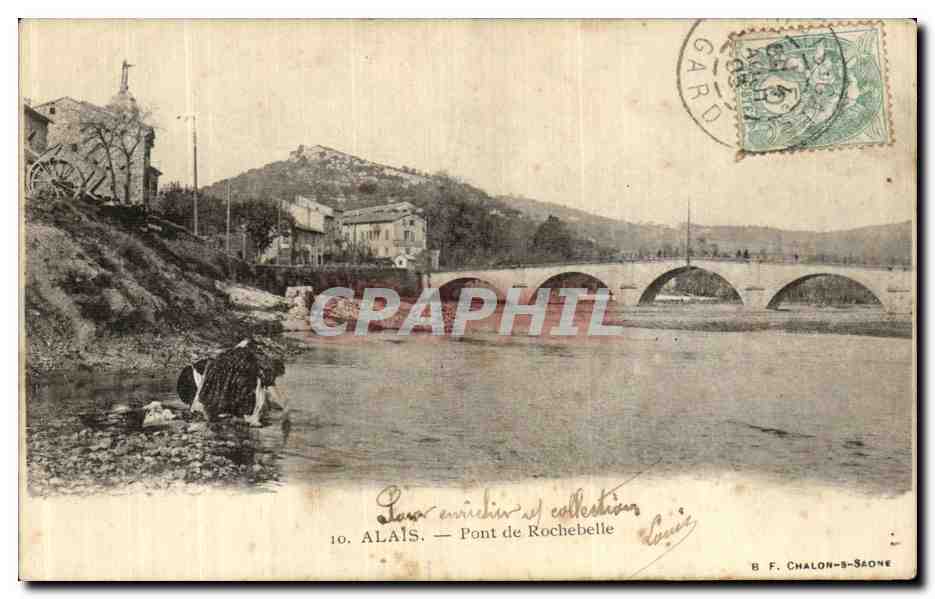 CPA Alais Pont de Rochebelle Lavandiere