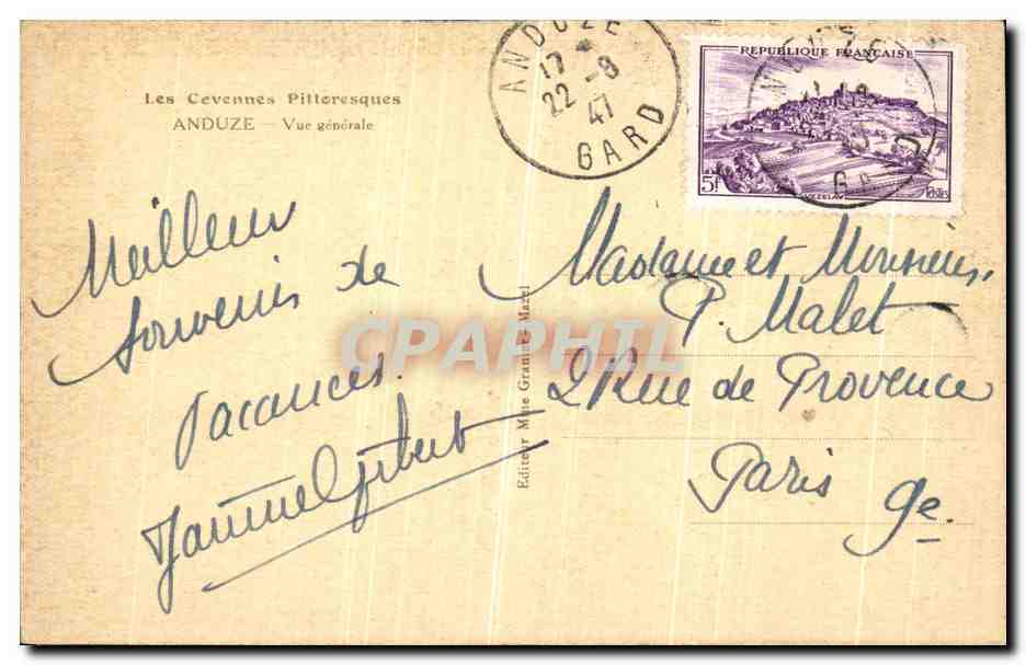CPA Les Cevennes Pittoresques Anduze Vue Generale — Rückseite