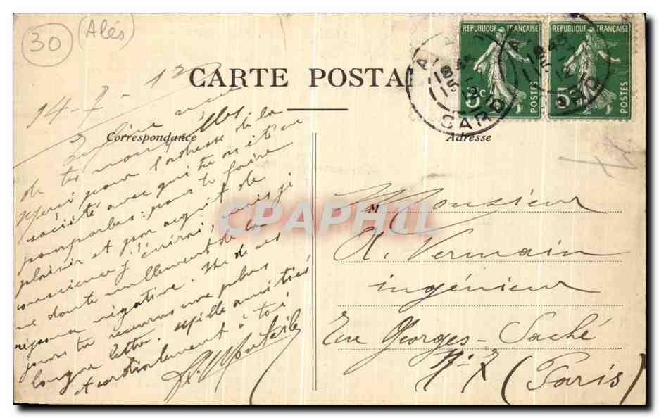 CPA Alais L Hopital et L Escalier de la Marechale  — Rückseite