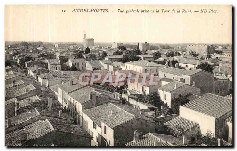 CPA Aigues Mortes Vue Generale Prise de la Tour de la Reine