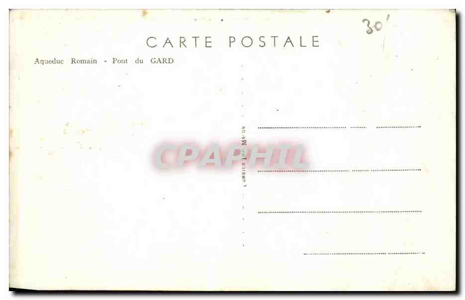 CPA Nimes Aqueduc Romain Pont du Gard — Rückseite