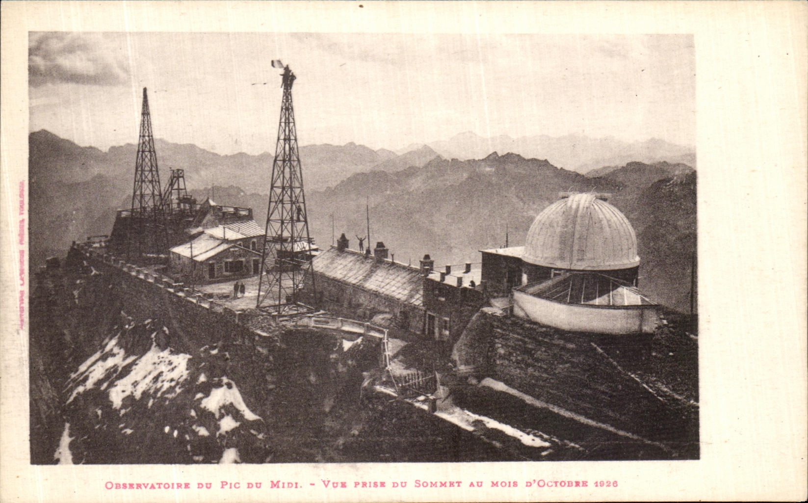 Observatorium des Pic du Midi — Aufnahme vom Gipfel im Oktober 1926 — unbekannter Verlag
