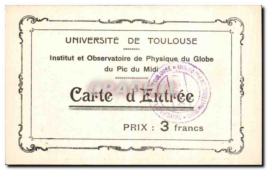 Observatorium des Pic du Midi — Aufnahme vom Gipfel im Oktober 1926 — unbekannter Verlag — Rückseite