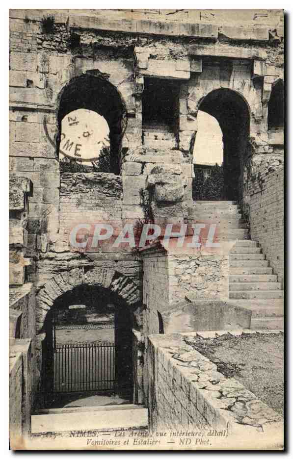 Nîmes — Les Arènes, vue intérieure, détail — ND Phot.