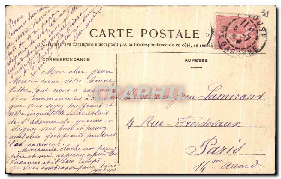 CPA Toulouse Porte du Lycee Ancien hotel des Bernuys  — Verso