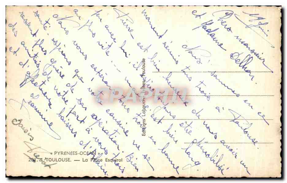 CPA Toulouse La Place Esquirol — Verso