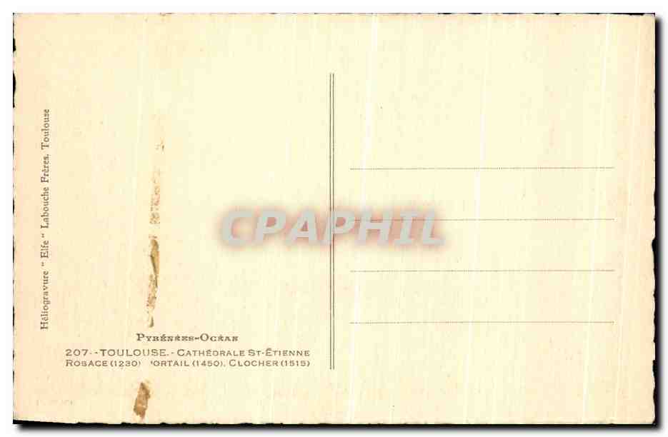 CPA Toulouse Cathedrale St etienne Rosace  — Verso