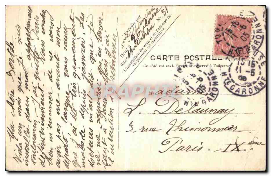 Fontaine de l'Ariège et la Garonne — Toulouse — éditée par l'Association du nom et de l'adresse de l'expédition — Verso