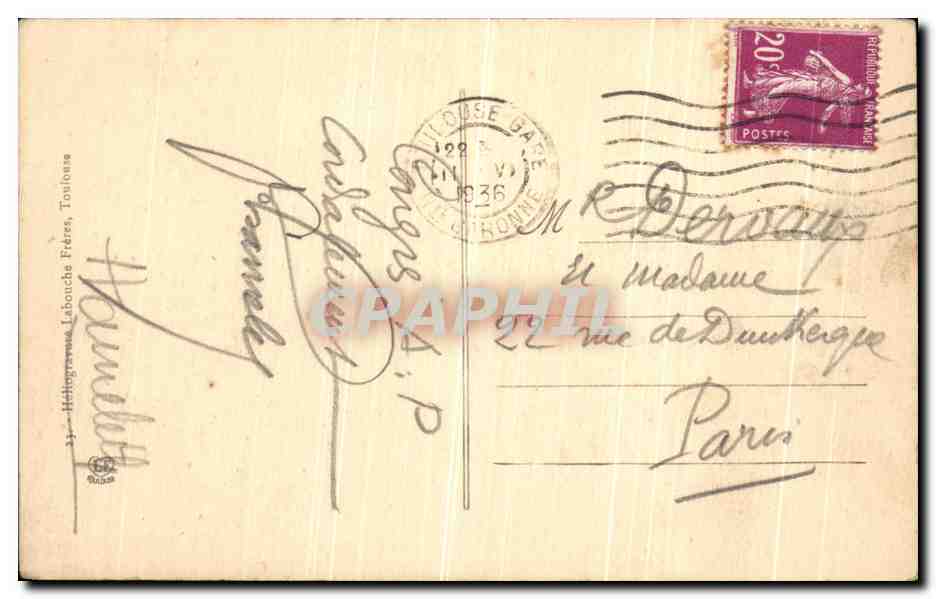 CPA Toulouse Cour De L Hotel De Berenguier Maynier  — Verso