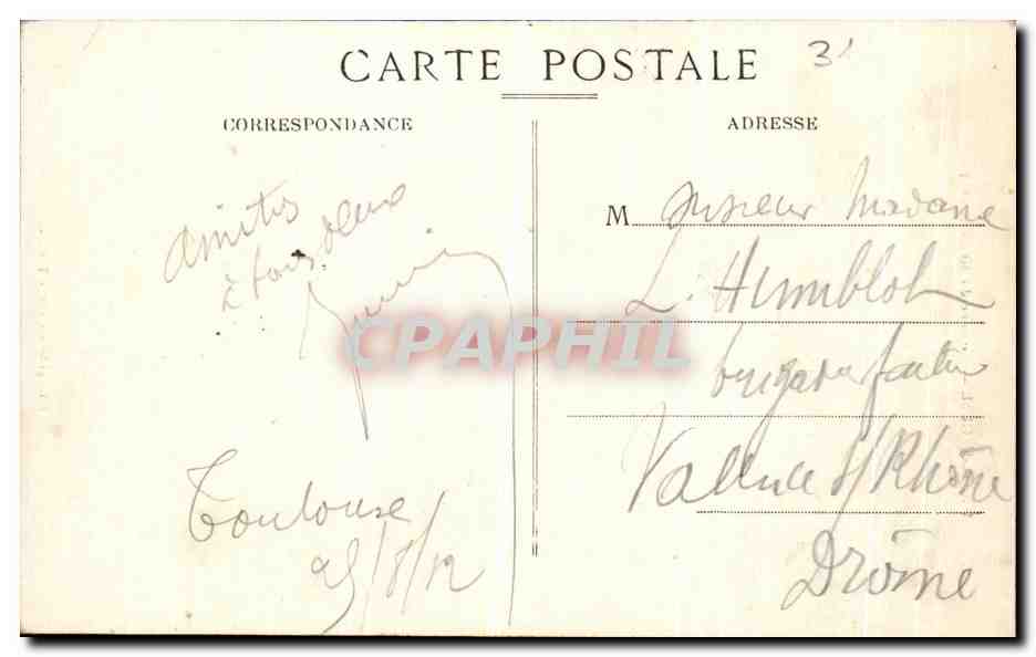 CPA Toulouse Colonne du 10 Avril 1814  — Verso