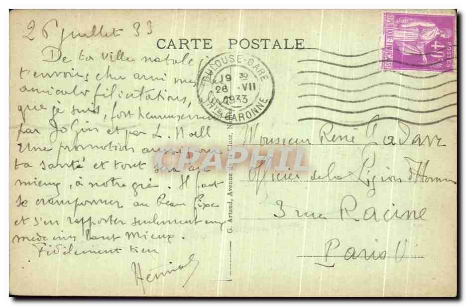 CPA Toulouse Cour Du Capitole  — Verso