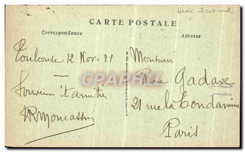 CPA Toulouse Le Capitole et de Donjon Vue Prise de la Rue Alsace Lorraine — Verso