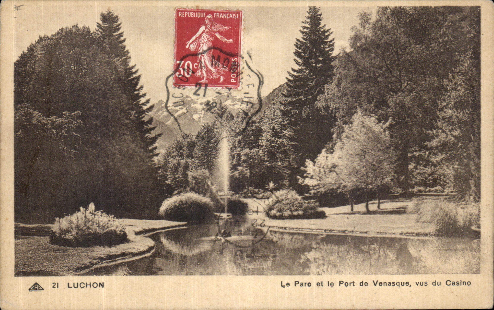 The Park and the Port of Venasque, viewed from the Casino — Luchon — publisher CPAPHIL n°21
