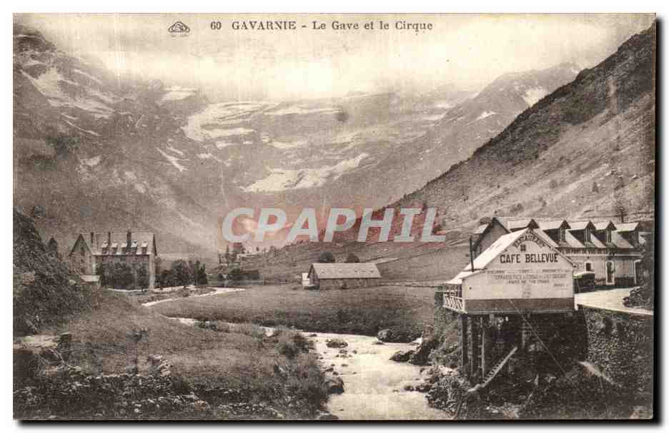 CPA Gavarnie Le Gave et le Cirque Cafe Bellevue 
