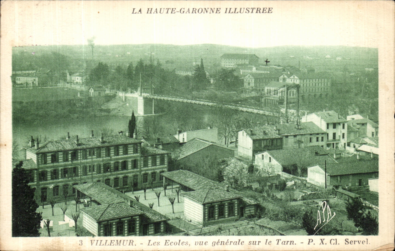 CPA La Garonne Illustree Villemur Les Ecoles vue generale sur le Tarn