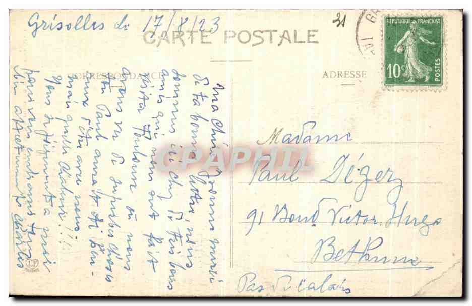 CPA Toulouse Porte De L Hotel De Molinier Ou De FElzins  — Verso