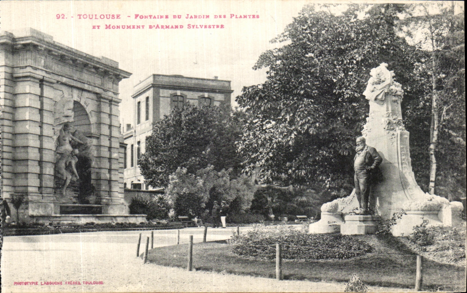 Toulouse - Fontaine du Jardin des Plantes et Monument d'Armand Sylvestre — Phototype Labouche Trérea, Toulouse