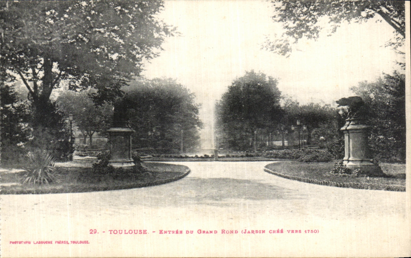 Toulouse — Entrée du Grand Rond (Jardin créé vers 1750) — Phototypie Labbuche Frères, Toulouse, n°29