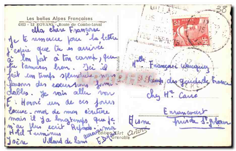 Les belles Alpes Françaises — Route de Combe-Laval — Édition Art Grenoble — Reverso