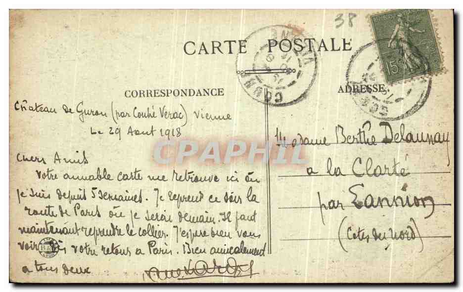 CPA Maison de retraite et pension de famille Dortoir des enfants — Verso