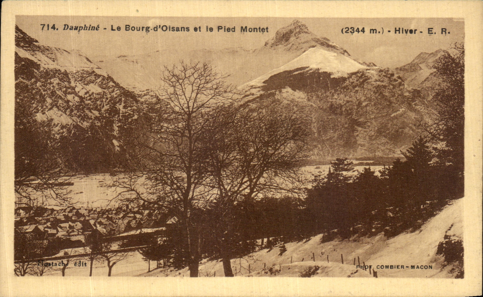 Dauphiné - Le Bourg-d'Oisans et le Pied Montet — (2344 m.) - Hiver - E. R. - Phot. Combier - Mâcon