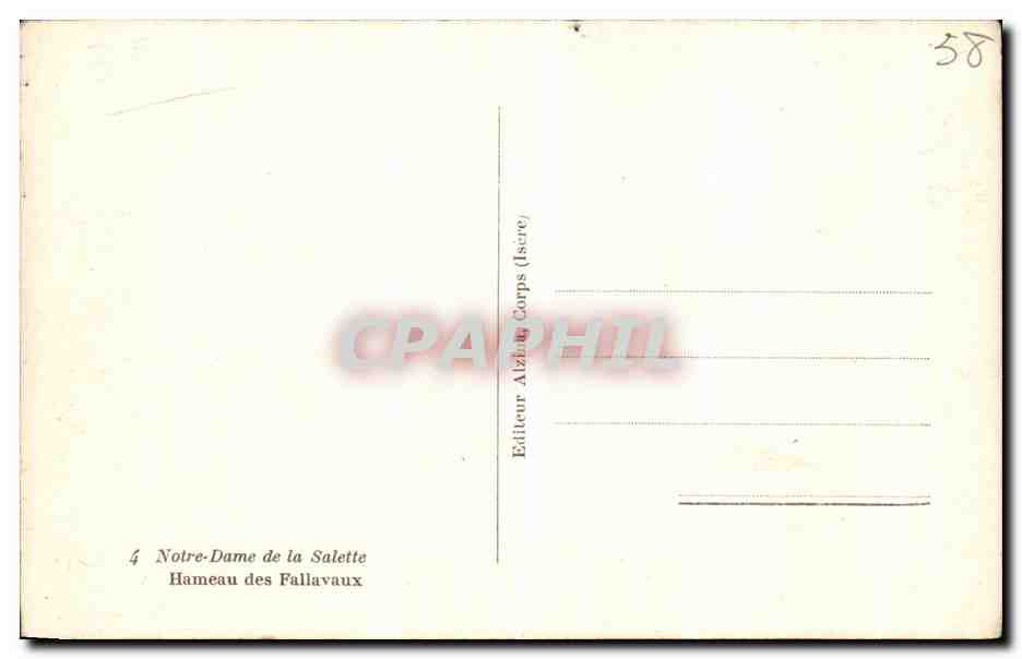 CPA Notre Dame de la Salette Hameau des Fallavaux — Rückseite