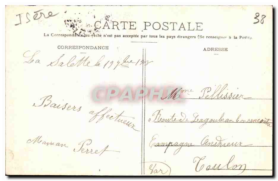Pèlerinage de Notre-Dame de La Salette — Lieux de l'apparition — Éditeur non identifié — Verso