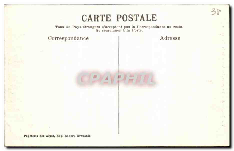 Dauphiné — La Grave, les bords de la Romanche — Papeterie des Alpes, Eug. Robert, Grenoble — Verso