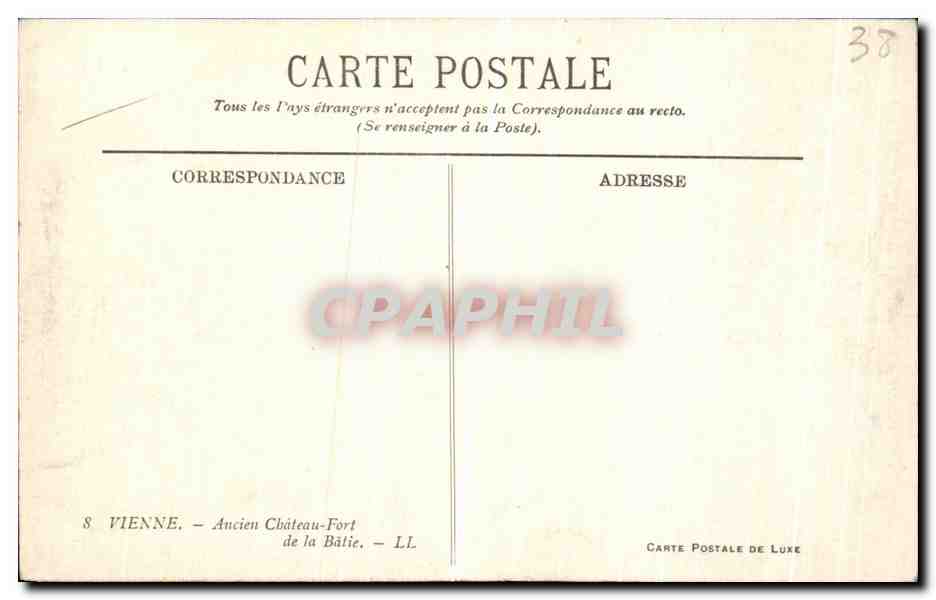 Ancien Château-Fort de la Bâtie — Vienne — Carte Postale de Luxe — Rückseite