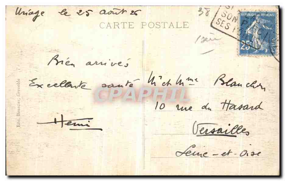 Uriage-les-Bains — Le Château, le Colon (2353m) et l'Éperlay — Éditeur Bource, Grenoble, n°746 — Rückseite