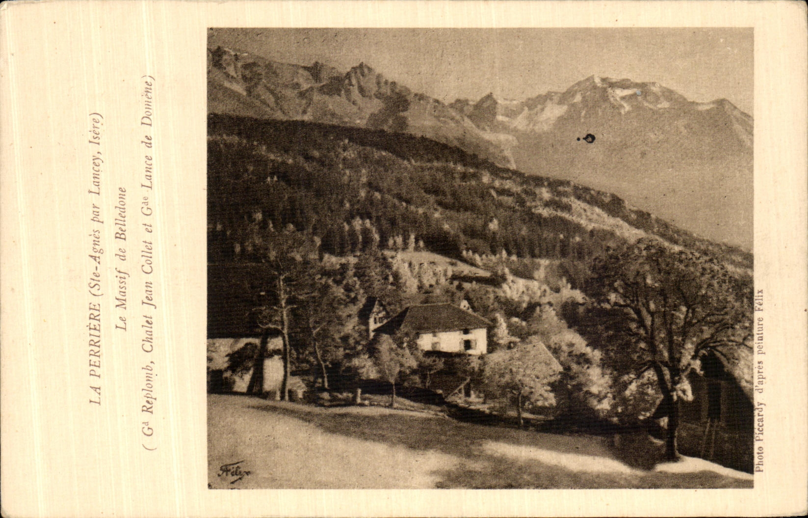 La Perrière (Sté-Agnès par Lancey, Isère) — Le Massif de Jean Collet et Gâe Lancey — Photo Picaroly d'après peinture Félix