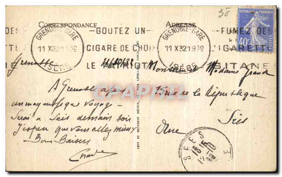 CPA Grenoble Vue Generale et le Moucherotte prise du Fort Rabot — Reverso