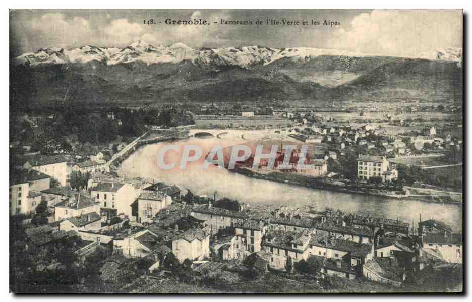 CPA Grenoble Panorama de I lle Verte et les Alpes