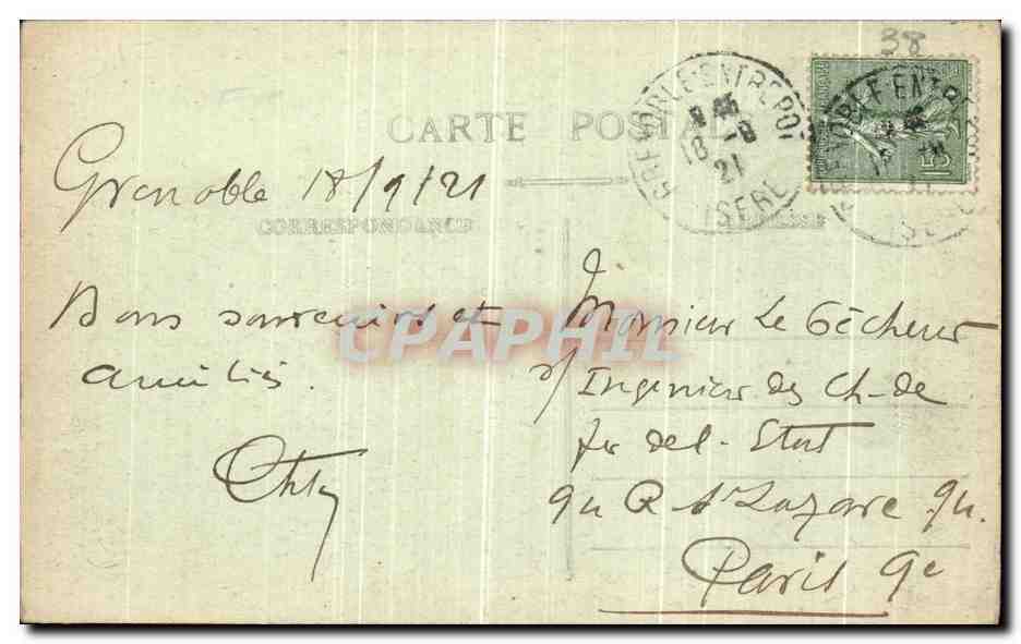 Grenoble — Pont de l'Hôpital et la Chaîne des Alpes — Éditeur inconnu, n° 09 — Verso