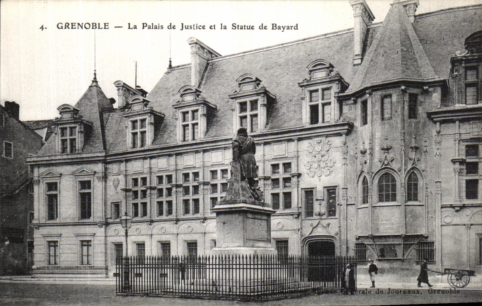 Grenoble — Le Palais de Justice et la Statue de Bayard — Éditeur Générale de Journaux, Grenoble