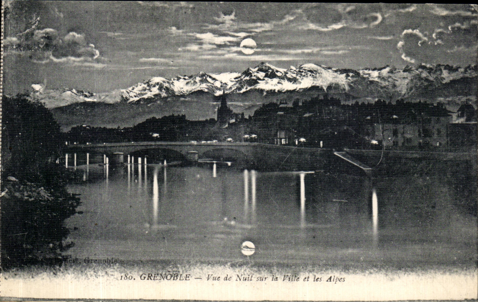 Grenoble — Vue de Nuit sur la Ville et les Alpes — 180. Éditeur : Grenoble