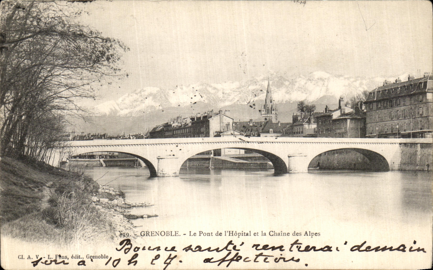 CPA Grenoble La Pont de L Hopital et la Chaine des Alpes