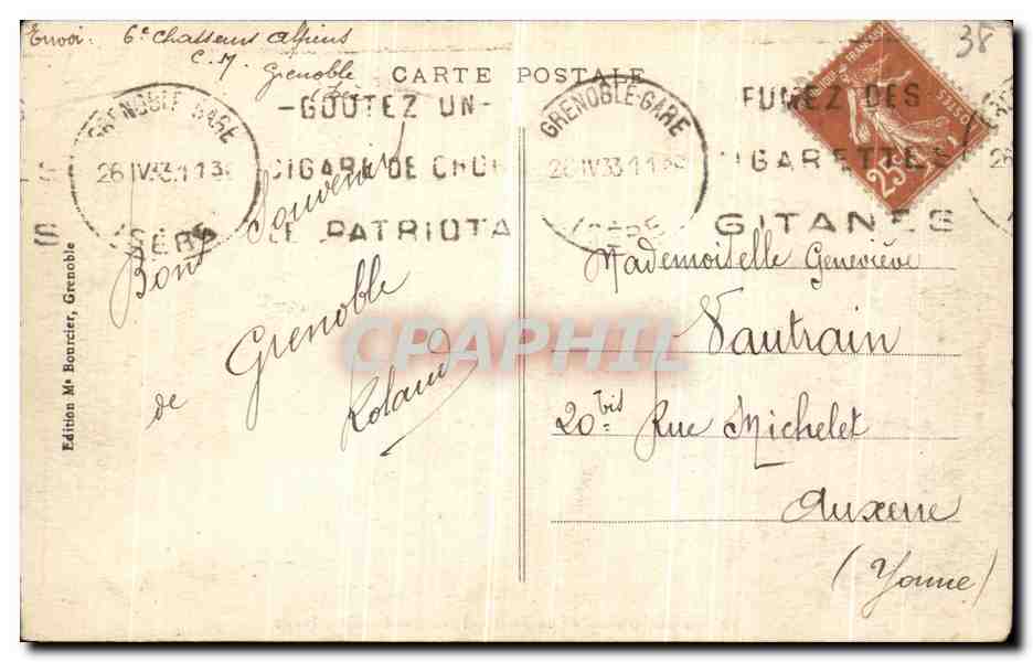 Grenoble — Les Forts et les Ponts sur l'Isère — Édition Mr Boncier, n°36 — Rückseite