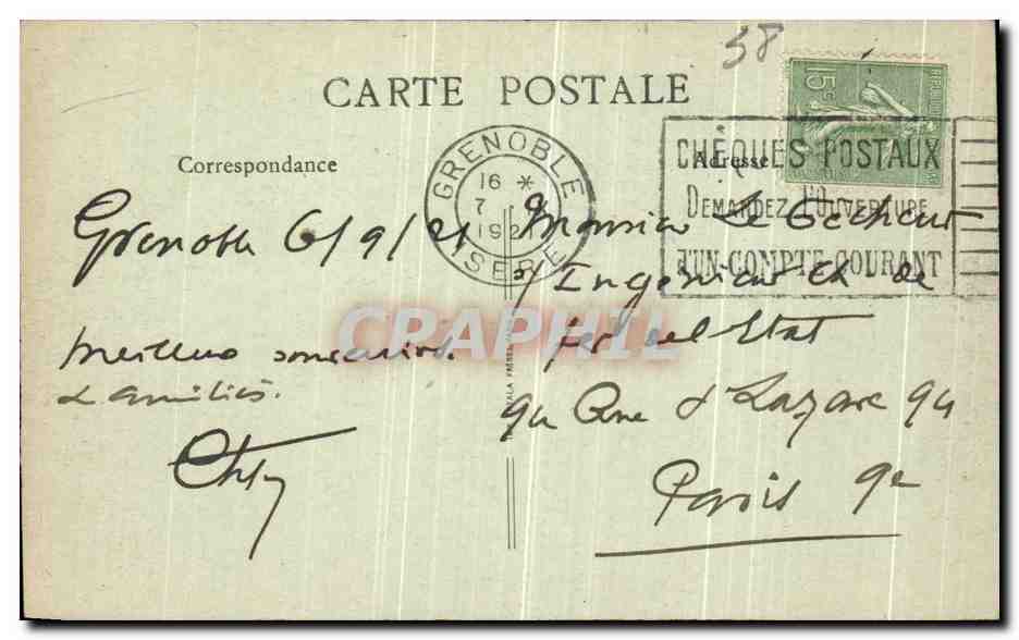 CPA Grenoble L Isere et la Chaine des Alpes — Verso