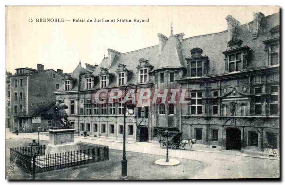 CPA Grenoble Palais de Justice et Statue Bayard