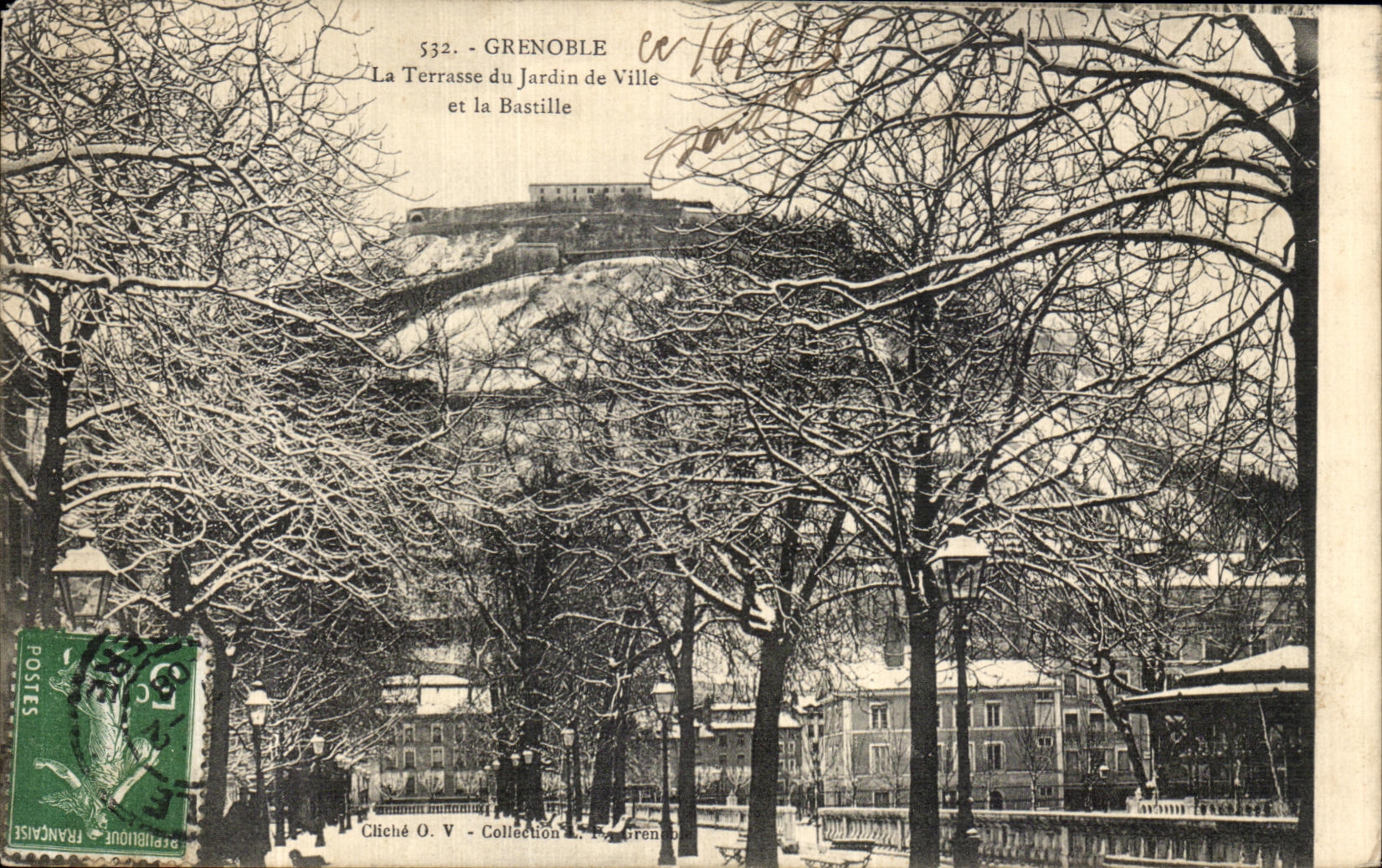 Grenoble — La Terrasse du Jardin de Ville et la Bastille — Cliché O. V. Collection L. P. Grenoble