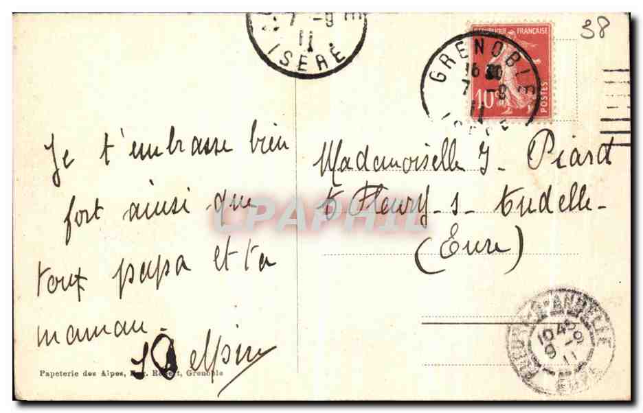 CPA Grenoble Les Bords de l Isere et le Moucherotte — Verso