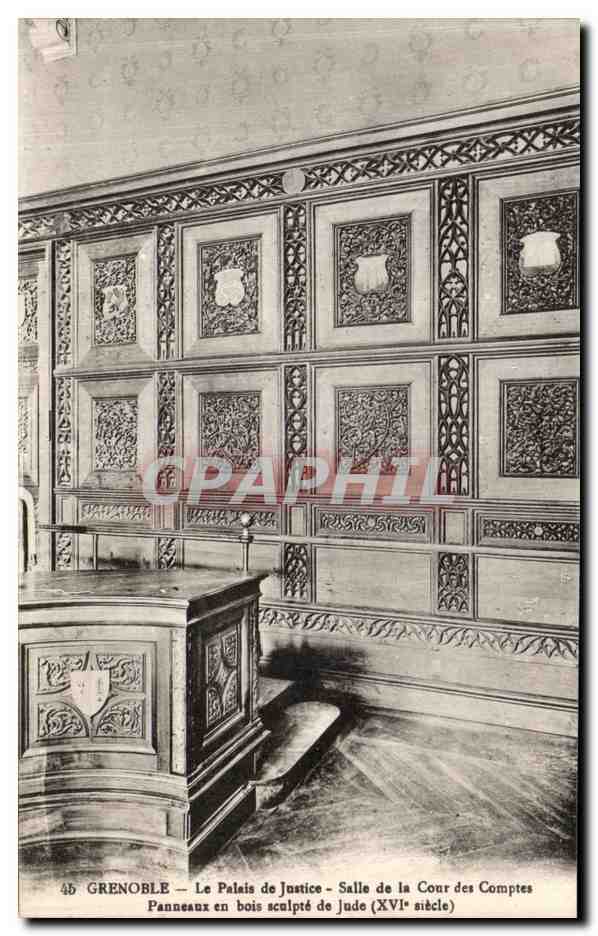 CPA Grenoble Le Palais de Justice Salle de La Cour des Comptes Panneaux en bois sculpte de Jude 
